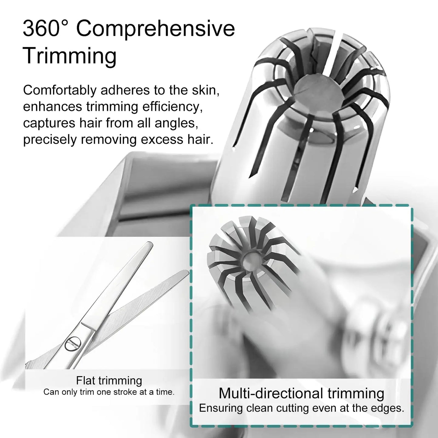 Manual Nose Hair Trimmer for Men, Stainless Steel, Waterproof, No Battery Needed with Cleaning Brush Painless Hair removal